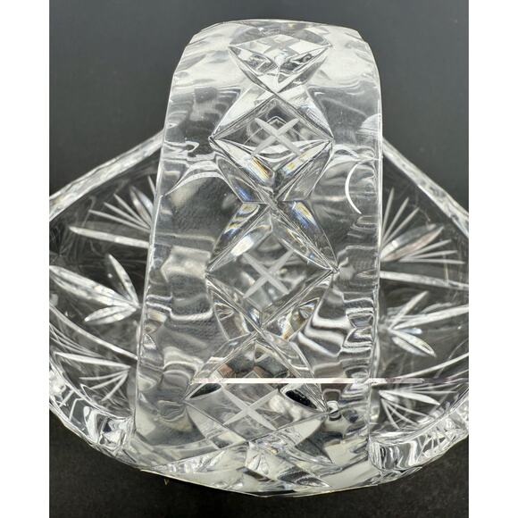 Bohemia Crystal 24% Lead Hand Cut Glass Basket Czech Republic Signed Pristine - Picture 7 of 10